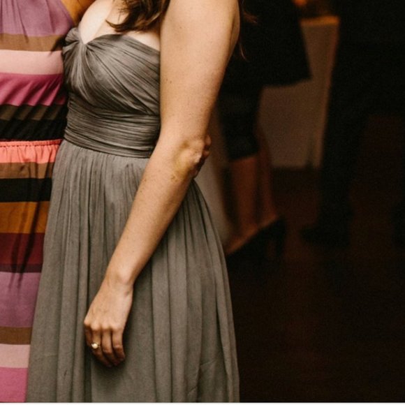 J. Crew Marbella Long Dress Gray 0 Petite - Silk Chiffon - Picture 5 of 6